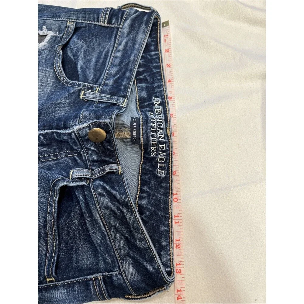 Women’s American eagle jeggings distressed destroyed medium wash size 8 regular - Picture 2 of 14